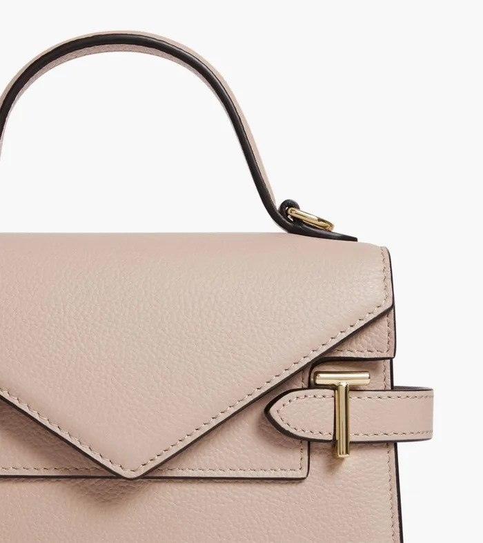Le Tanneur Handbags Women Small Handbag With Double Flap In Grained Leather Grey Beige