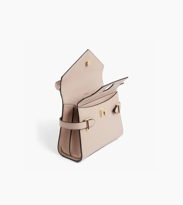 Le Tanneur Handbags Women Small Handbag With Double Flap In Grained Leather Grey Beige