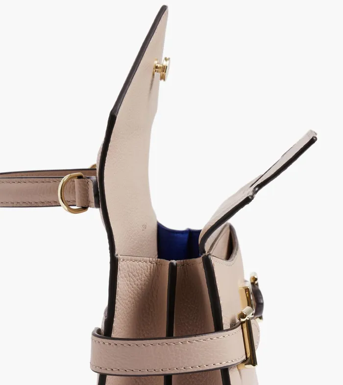 Le Tanneur Handbags Women Small Handbag With Double Flap In Grained Leather Grey Beige