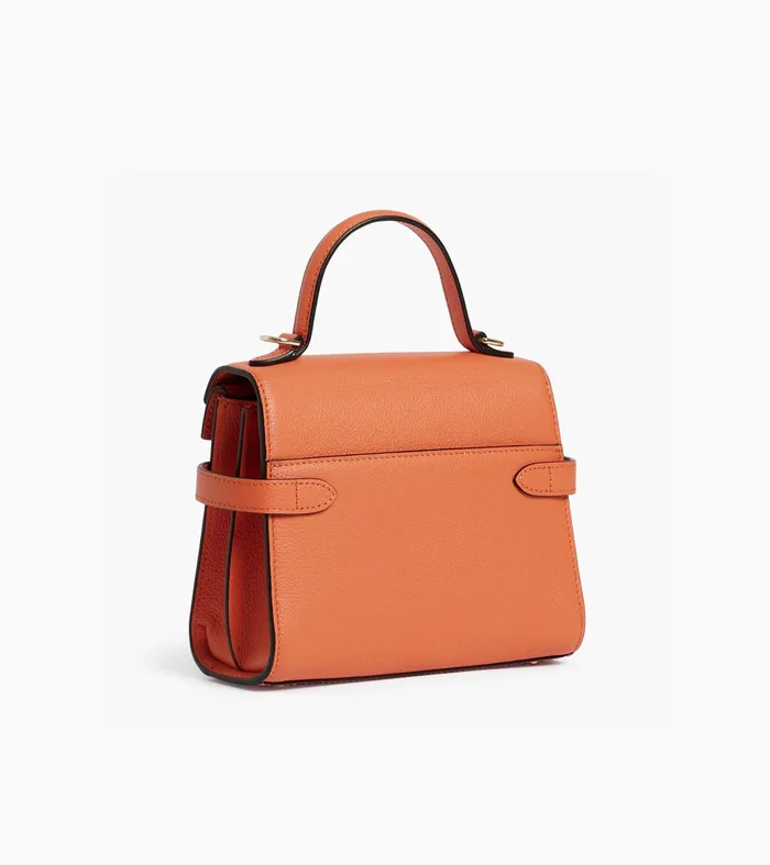 Le Tanneur Handbags Women Small Handbag With Double Flap In Grained Leather Orange Ocher