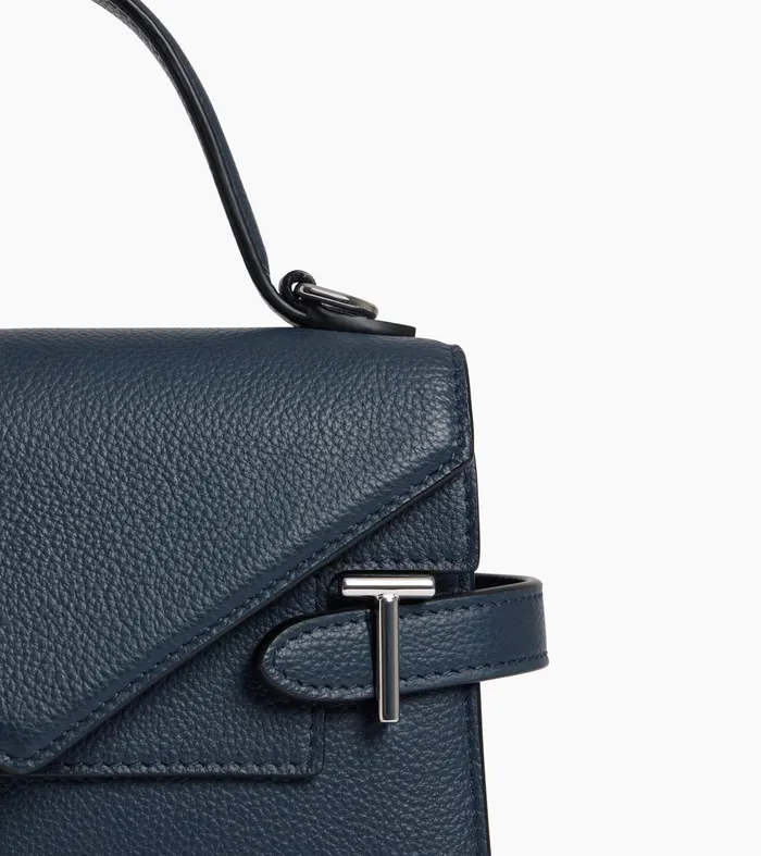 Le Tanneur Handbags Women Small Handbag With Double Flap In Grained Leather Twilight Blue