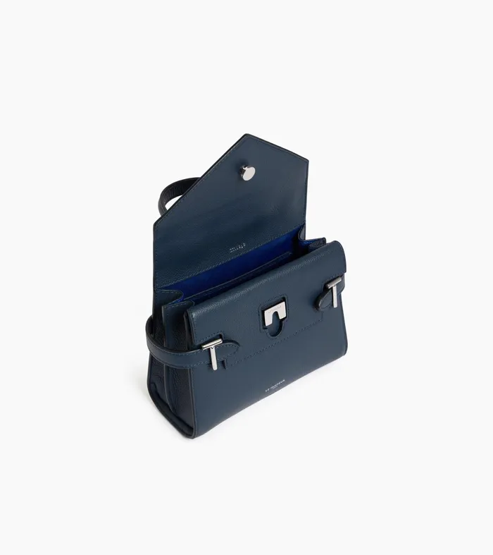 Le Tanneur Handbags Women Small Handbag With Double Flap In Grained Leather Twilight Blue