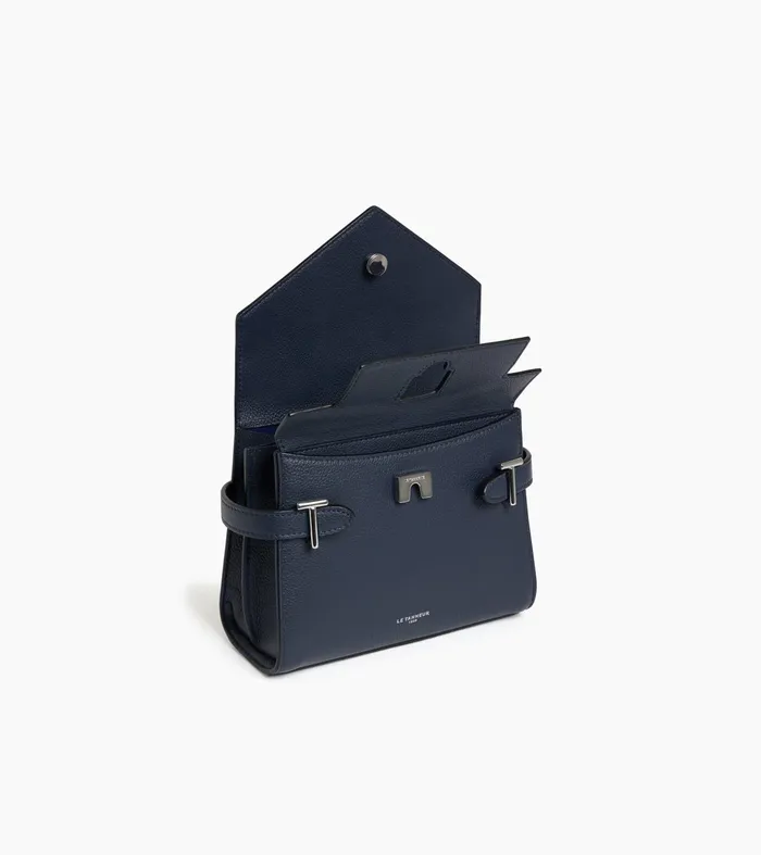 Le Tanneur Handbags Women Small Handbag With Double Flap In Grained Leather Twilight Blue