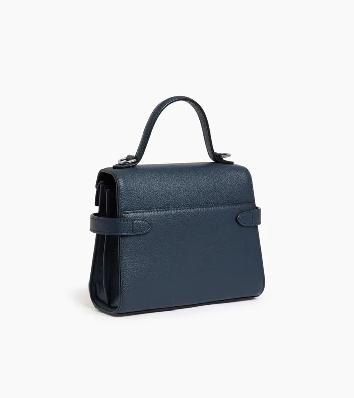 Le Tanneur Handbags Women Small Handbag With Double Flap In Grained Leather Twilight Blue