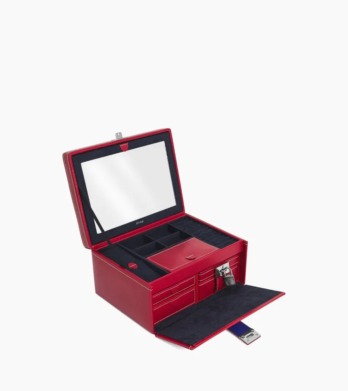Le Tanneur Jewelry and Watch Boxes Women Large Jewelry Box Garnet Red