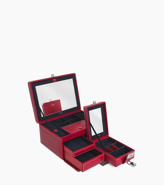 Le Tanneur Jewelry and Watch Boxes Women Large Jewelry Box Garnet Red