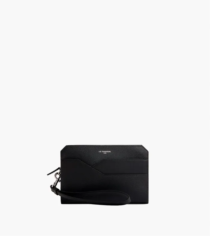 Le Tanneur Pouches and Belt Bags Men Pouch With Strap In CrossGrain Leather Black Le Tanneur Pouches and Belt Bags Men Pouch With Strap In CrossGrain Leather Black