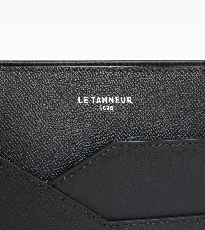 Le Tanneur Pouches and Belt Bags Men Pouch With Strap In CrossGrain Leather Black
