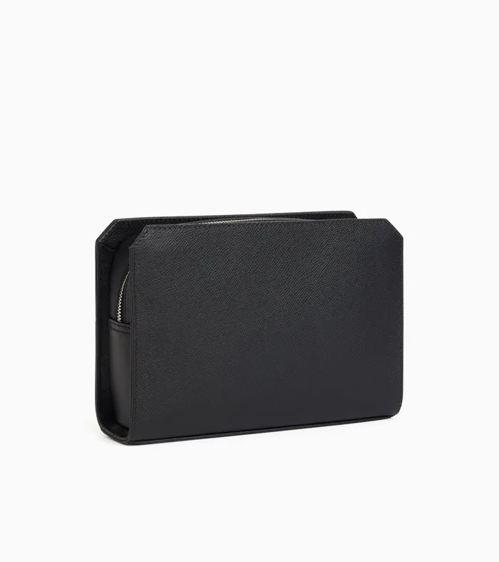 Le Tanneur Pouches and Belt Bags Men Pouch With Strap In CrossGrain Leather Black