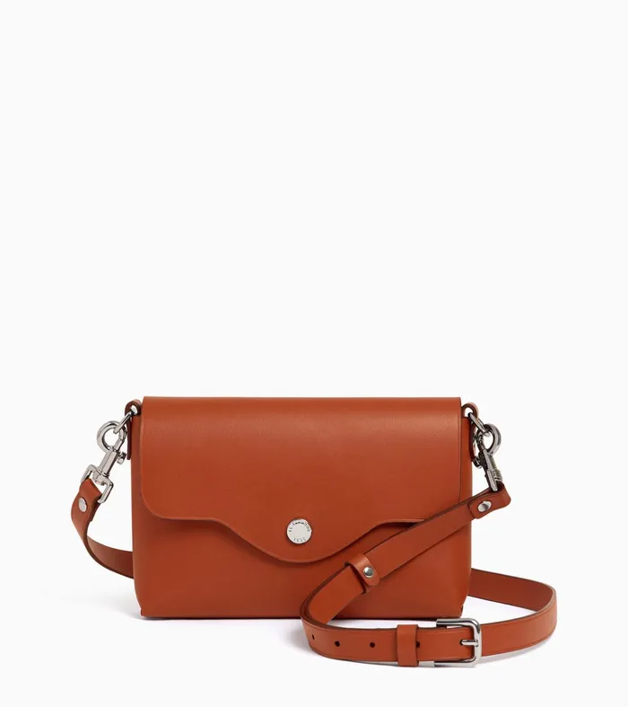 Le Tanneur Pouches and Belt Bags Women Pouch With Flap And Detachable Shoulder Straps In Smooth Leather Mahogany Brown