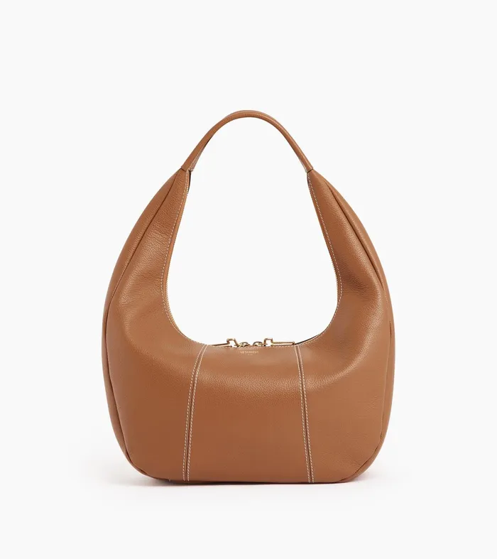Le Tanneur Totes and Shoulder Bags Women Large Hobo Bag In Grained Leather Brown Tan Le Tanneur Totes and Shoulder Bags Women Large Hobo Bag In Grained Leather Brown Tan