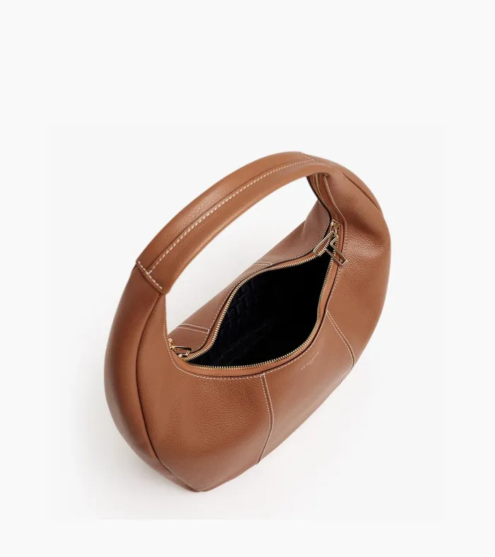 Le Tanneur Totes and Shoulder Bags Women Large Hobo Bag In Grained Leather Brown Tan