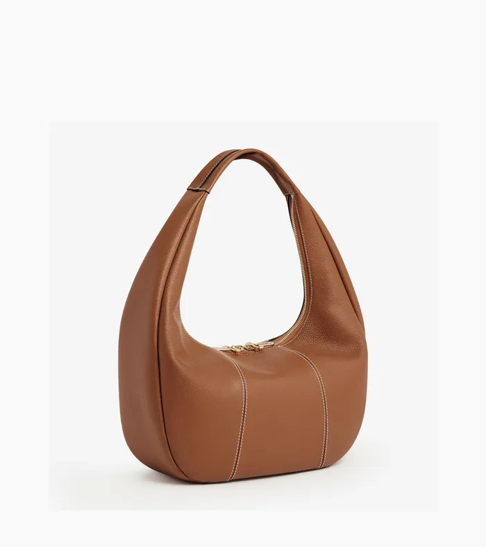 Le Tanneur Totes and Shoulder Bags Women Large Hobo Bag In Grained Leather Brown Tan