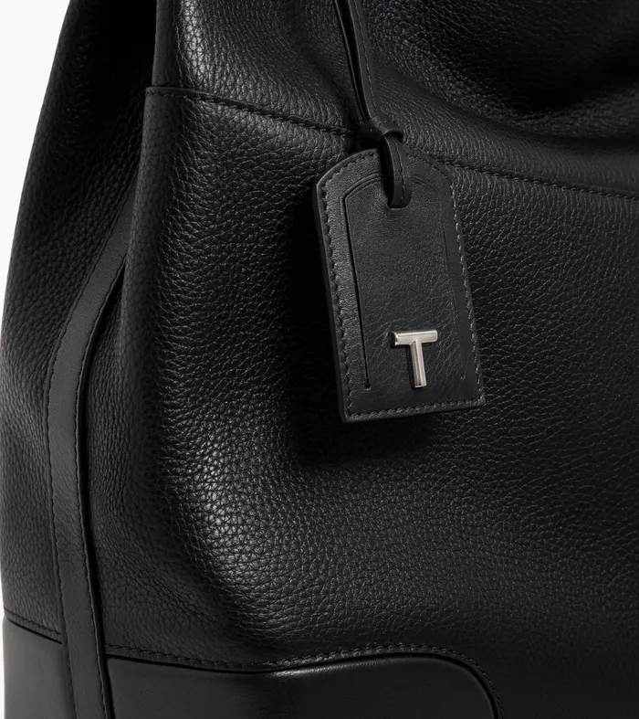 Le Tanneur Totes and Shoulder Bags Women Large Hobo Bag In Smooth And Grained Leather Black