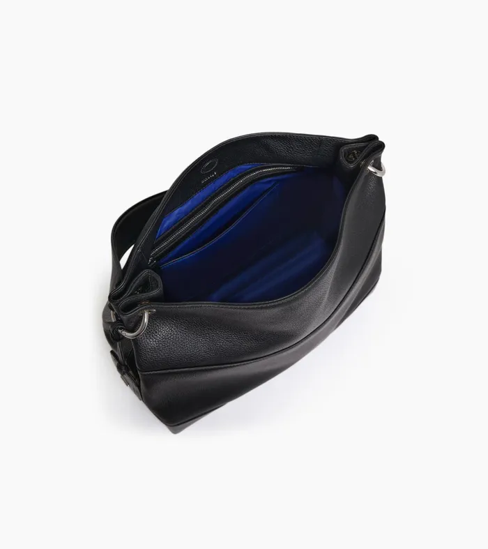 Le Tanneur Totes and Shoulder Bags Women Large Hobo Bag In Smooth And Grained Leather Black