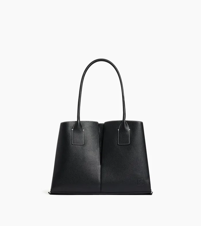 Le Tanneur Totes and Shoulder Bags Women Large Tote Bag In Grained Leather Black