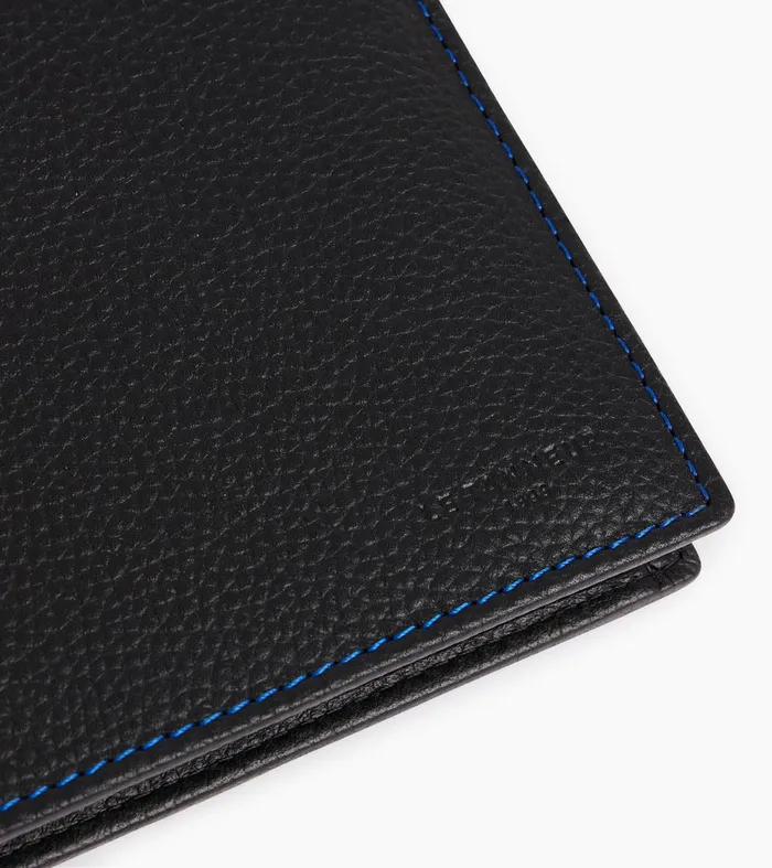 Le Tanneur Wallets Men Flap Wallet With 2 Gussets In Grained Leather Black Le Bleu