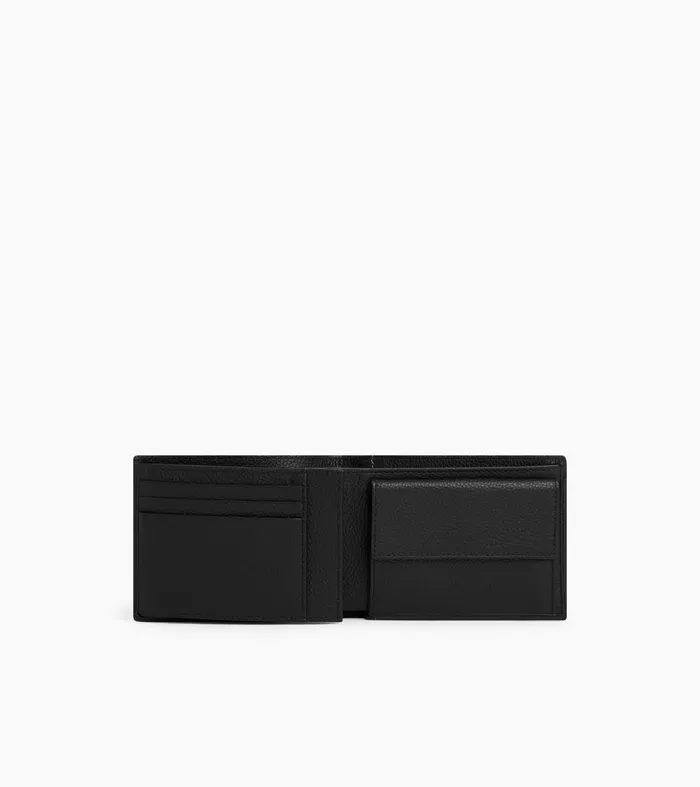 Le Tanneur Wallets Men Flap Wallet With 2 Gussets In Grained Leather Black Le Bleu