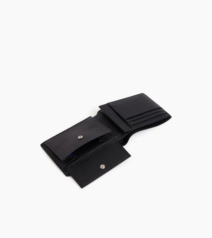Le Tanneur Wallets Men Flap Wallet With 2 Gussets In Grained Leather Black Le Bleu