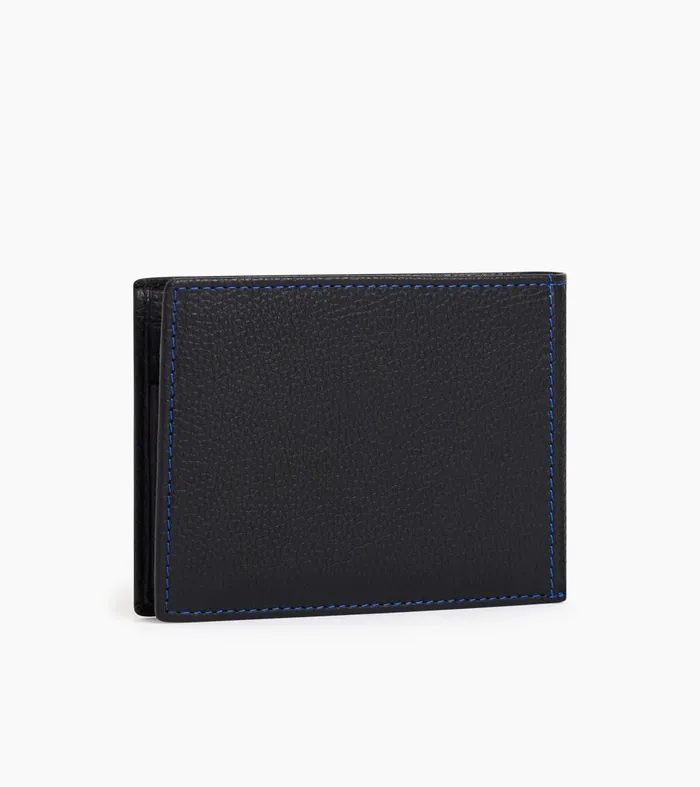 Le Tanneur Wallets Men Flap Wallet With 2 Gussets In Grained Leather Black Le Bleu