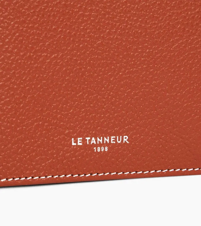 Le Tanneur Wallets Men Flap Wallet With 2 Gussets In Grained Leather Mahogany Brown