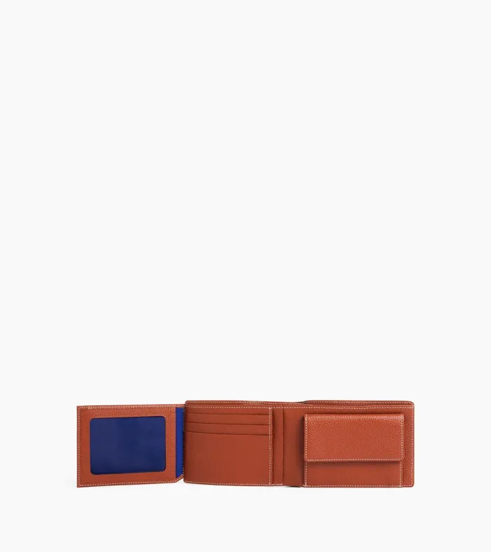 Le Tanneur Wallets Men Flap Wallet With 2 Gussets In Grained Leather Mahogany Brown
