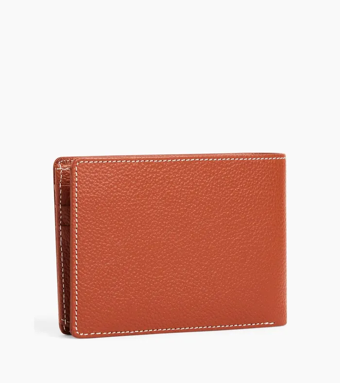 Le Tanneur Wallets Men Flap Wallet With 2 Gussets In Grained Leather Mahogany Brown