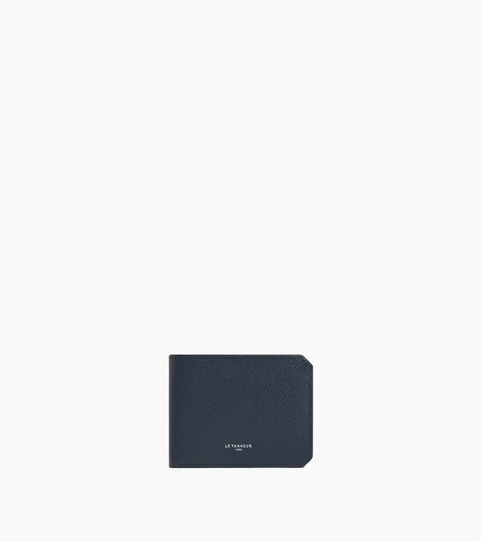 Le Tanneur Wallets Men Horizontal Wallet 2 Flaps In Cross Grain Leather Twilight Blue Le Tanneur Wallets Men Horizontal Wallet 2 Flaps In Cross Grain Leather Twilight Blue