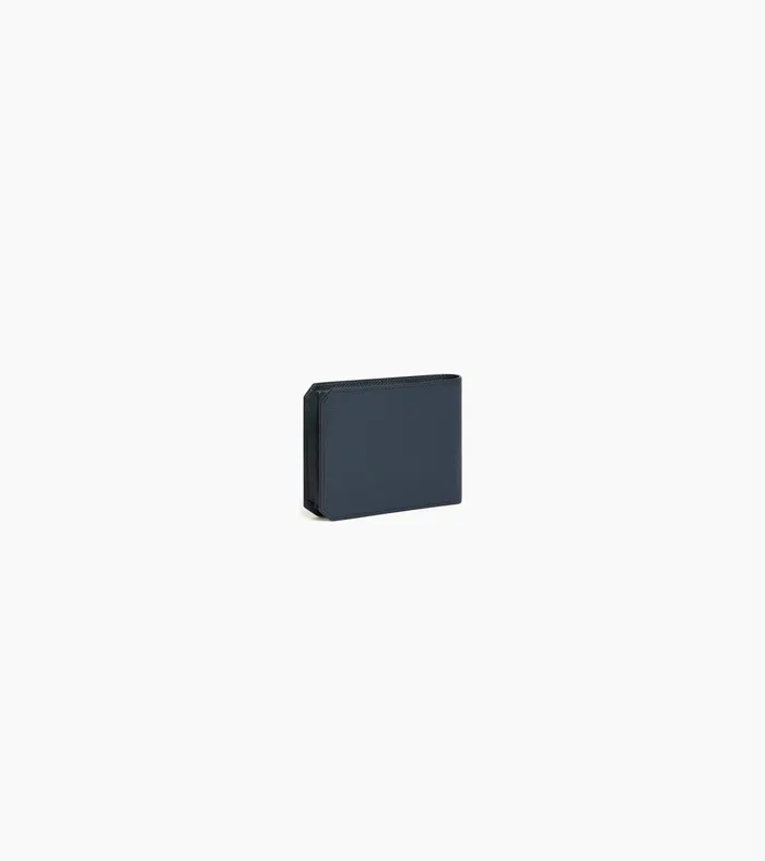 Le Tanneur Wallets Men Horizontal Wallet 2 Flaps In Cross Grain Leather Twilight Blue