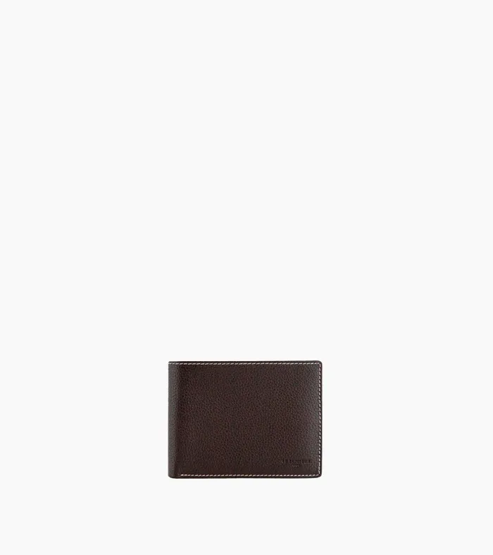 Le Tanneur Wallets Men Horizontal Zipped Wallet With 2 Gussets In Grained Leather Brown Coffee Chalk White Le Tanneur Wallets Men Horizontal Zipped Wallet With 2 Gussets In Grained Leather Brown Coffee Chalk White