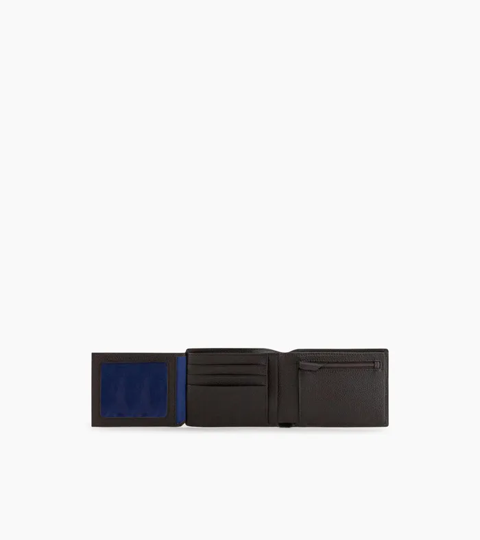 Le Tanneur Wallets Men Horizontal Zipped Wallet With 2 Gussets In Grained Leather Brown Coffee Chalk White