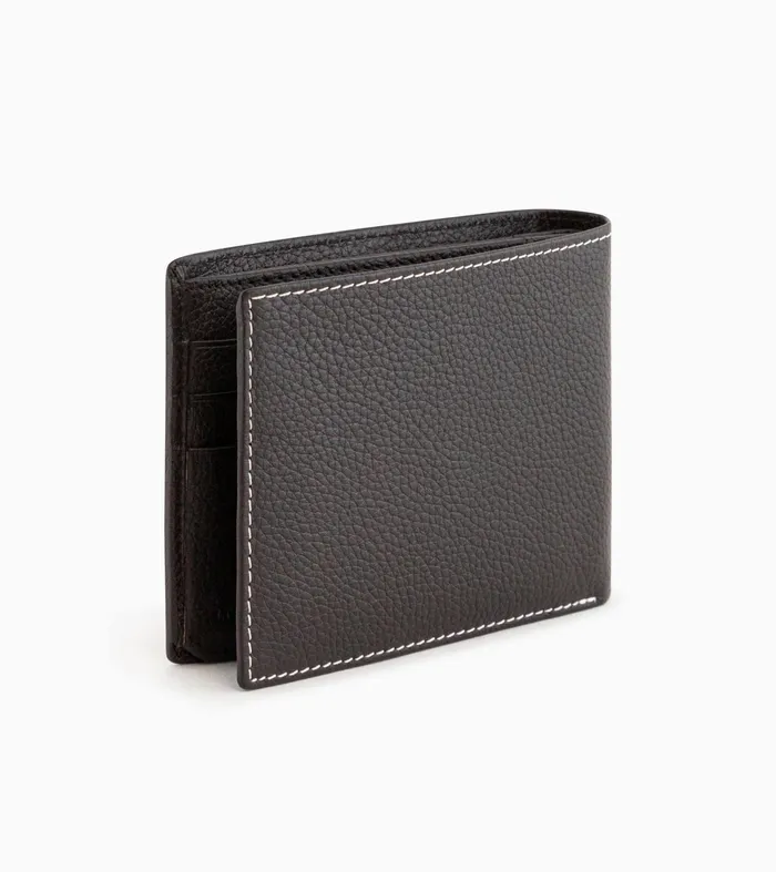 Le Tanneur Wallets Men Horizontal Zipped Wallet With 2 Gussets In Grained Leather Brown Coffee Chalk White