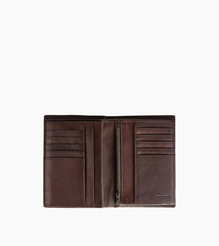 Le Tanneur Wallets Men Medium Zipped Wallet With 3 Shutters In Oiled Leather Brown