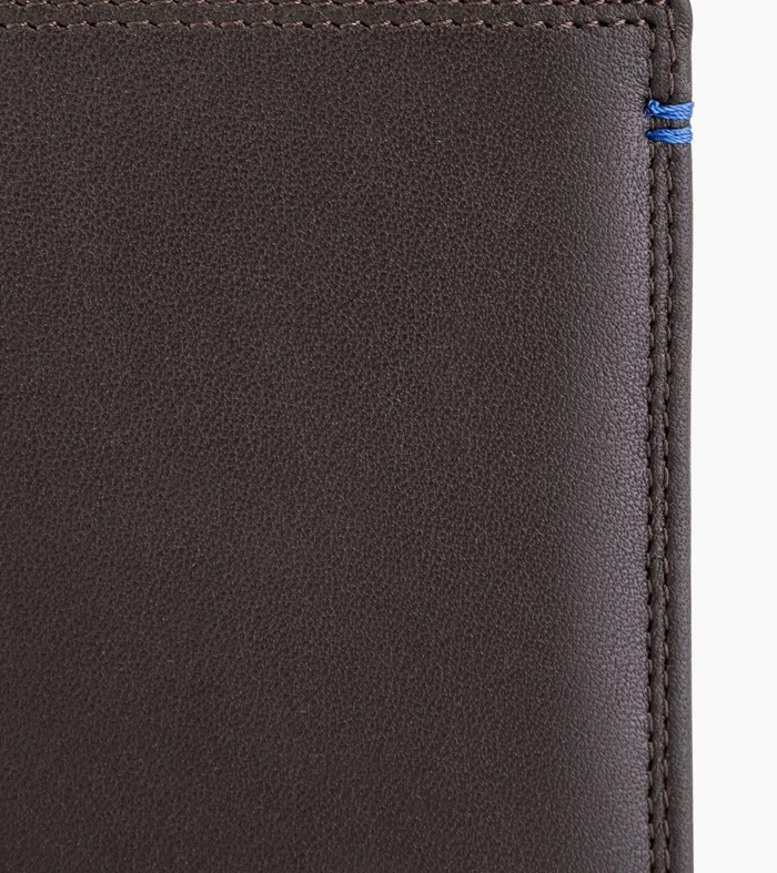 Le Tanneur Wallets Men Zipped Pocket And 2 Shutters Wallet In Smooth Leather Coffee Brown