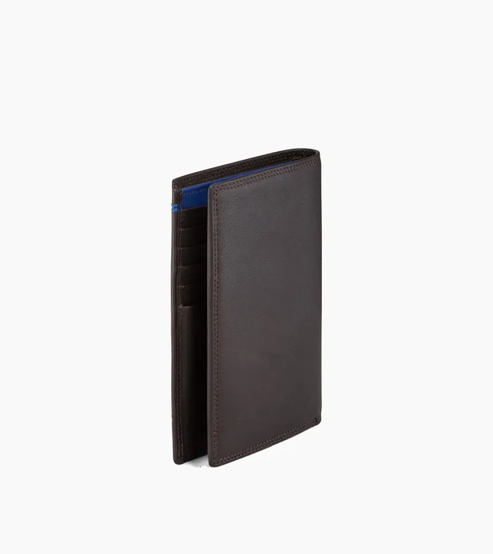 Le Tanneur Wallets Men Zipped Pocket And 2 Shutters Wallet In Smooth Leather Coffee Brown