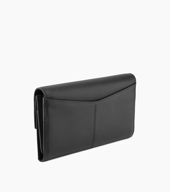 Le Tanneur Wallets Women Flap Organizer Wallet In Smooth Leather Black