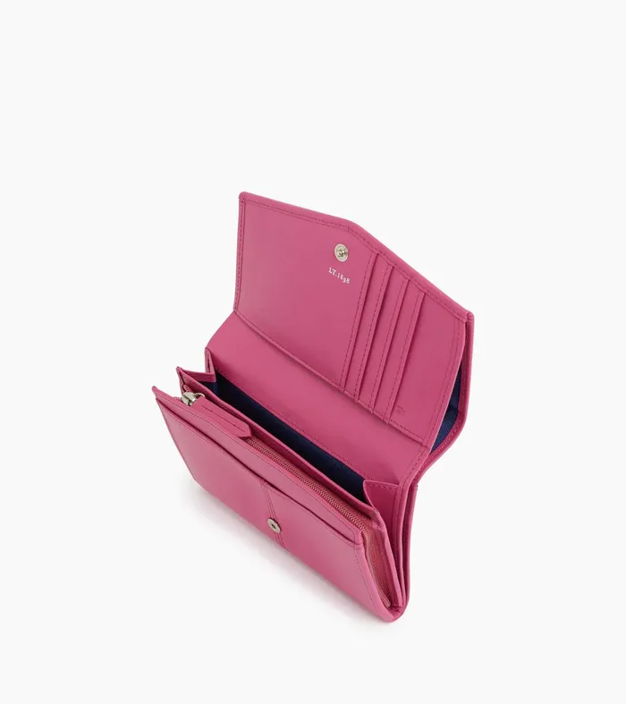 Le Tanneur Wallets Women Large Zipped Wallet In Smooth Leather Pink Fuxia