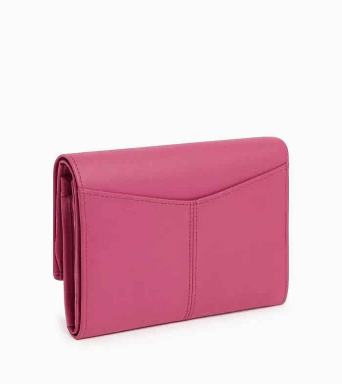 Le Tanneur Wallets Women Large Zipped Wallet In Smooth Leather Pink Fuxia