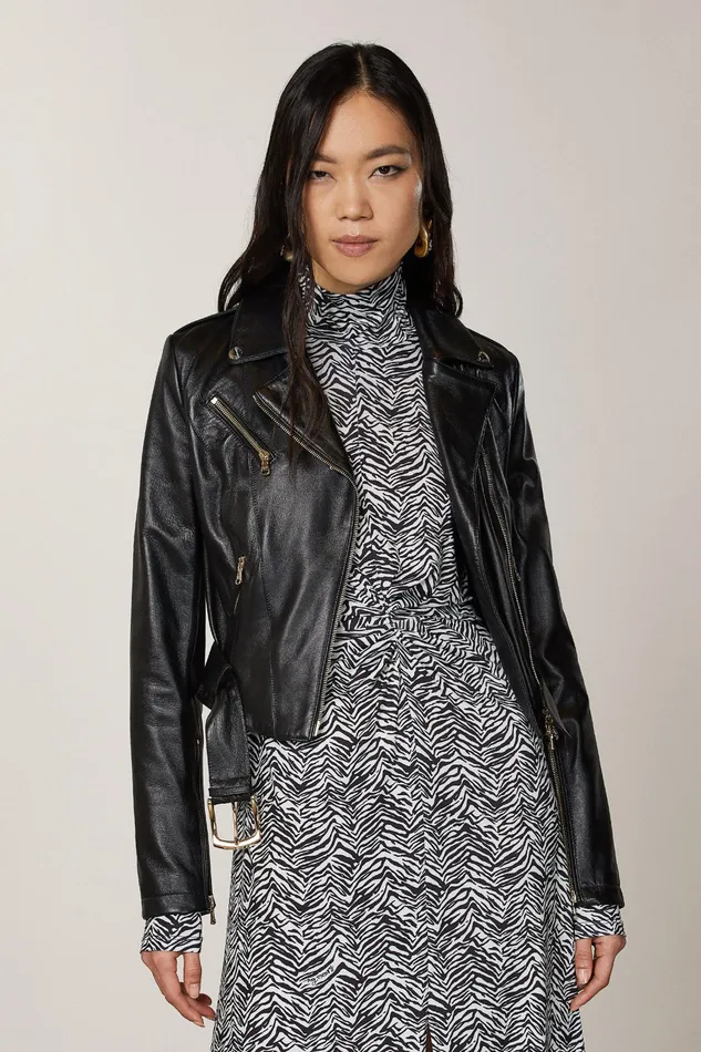 Leather Jackets Women Patrizia Pepe Leather Biker Jacket Nero