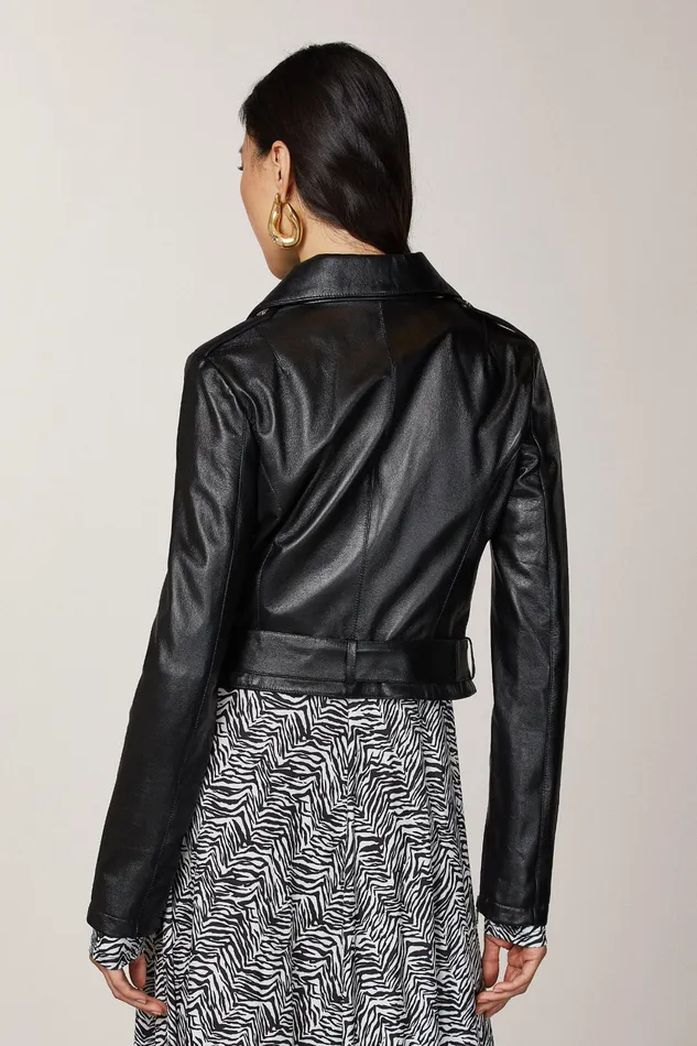 Leather Jackets Women Patrizia Pepe Leather Biker Jacket Nero