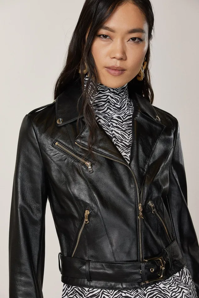 Leather Jackets Women Patrizia Pepe Leather Biker Jacket Nero