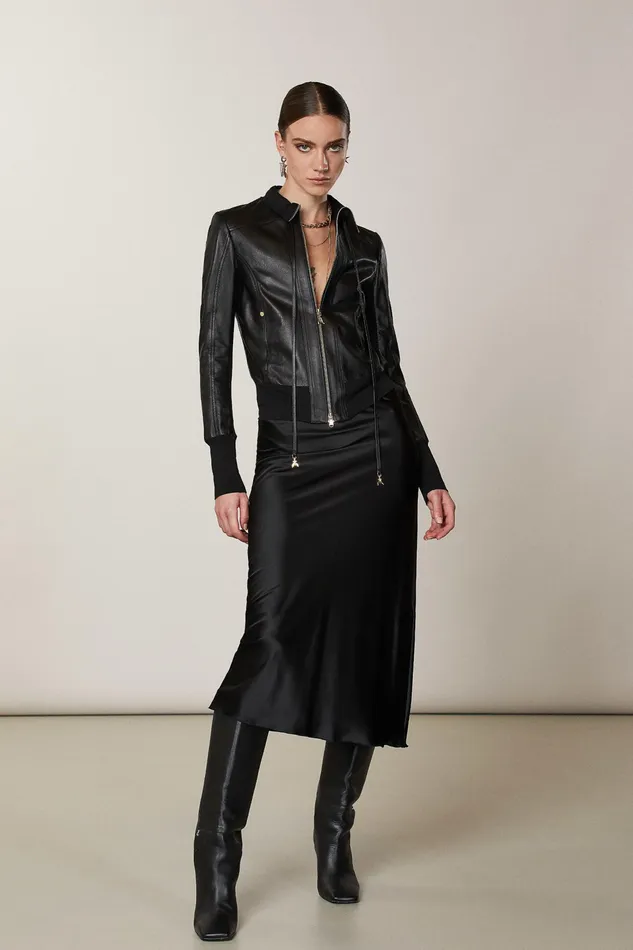 Leather Jackets Women Patrizia Pepe Nappa Lambskin Jacket Nero