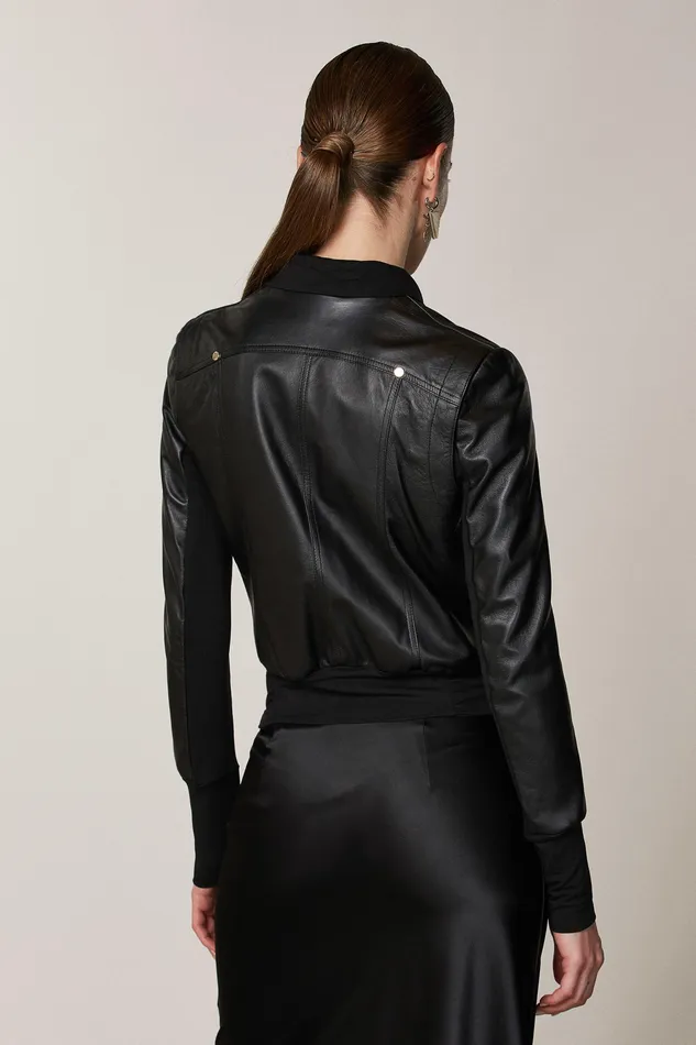 Leather Jackets Women Patrizia Pepe Nappa Lambskin Jacket Nero