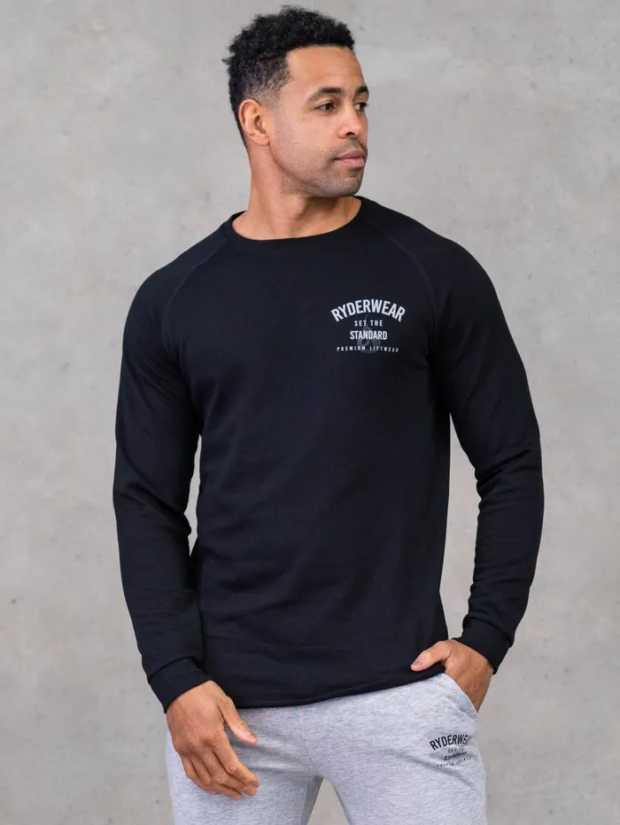 Legacy Crewneck 8211 Black Men Ryderwear Sweaters and Hoodies