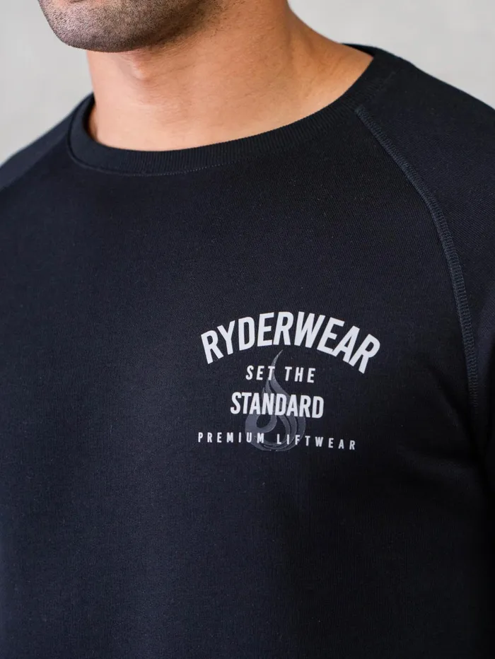 Legacy Crewneck 8211 Black Men Ryderwear Sweaters and Hoodies