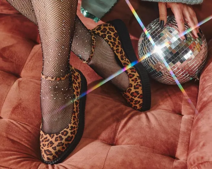 Leopard Pointed Ballet Vegan Ankle Strap Creepers Women TUK Shoes Vegan Leopard Pointed Ballet Vegan Ankle Strap Creepers Women TUK Shoes Vegan