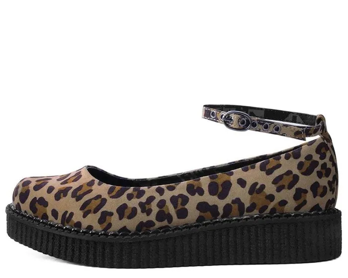 Leopard Pointed Ballet Vegan Ankle Strap Creepers Women TUK Shoes Vegan Leopard Pointed Ballet Vegan Ankle Strap Creepers Women TUK Shoes Vegan