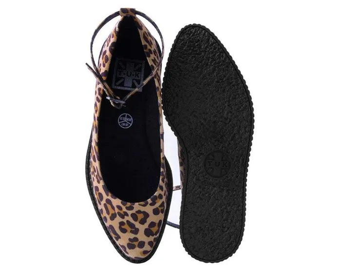 Leopard Pointed Ballet Vegan Ankle Strap Creepers Women TUK Shoes Vegan Leopard Pointed Ballet Vegan Ankle Strap Creepers Women TUK Shoes Vegan