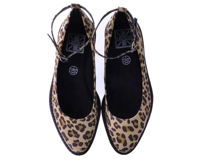 Leopard Pointed Ballet Vegan Ankle Strap Creepers Women TUK Shoes Vegan Leopard Pointed Ballet Vegan Ankle Strap Creepers Women TUK Shoes Vegan