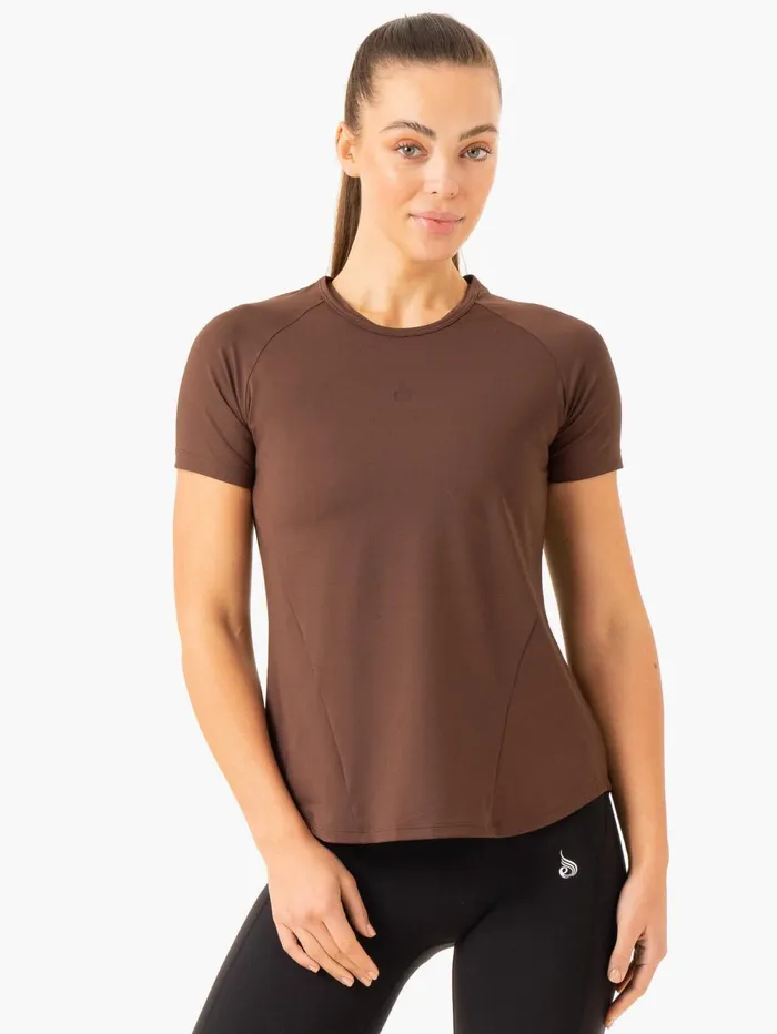 Level Up Training TShirt 8211 Chocolate Women Ryderwear Tops